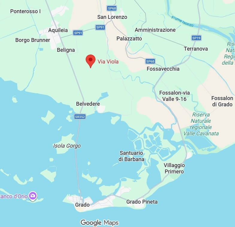 Lageplan der Immobilie zwischen Grado und Aquileia